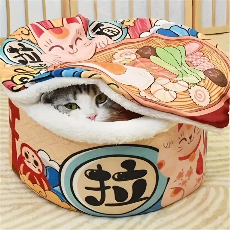 Winter Cartoon Ramen Cat Nest