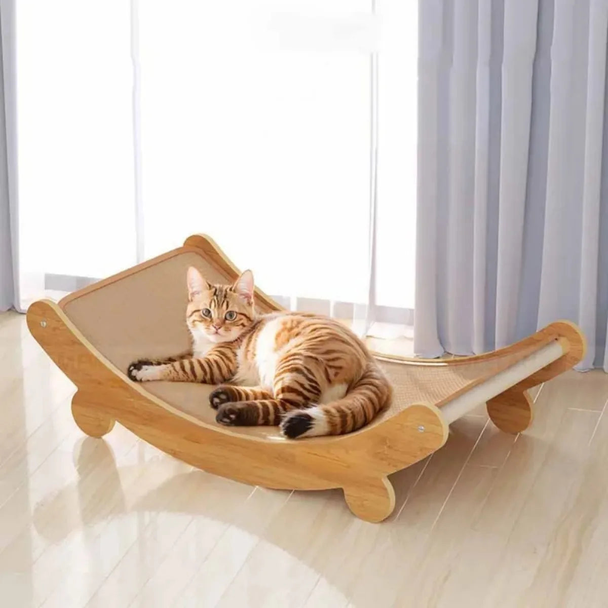 Wooden Cat Scratching Pad + Bed