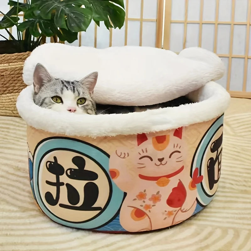 Winter Cartoon Ramen Cat Nest